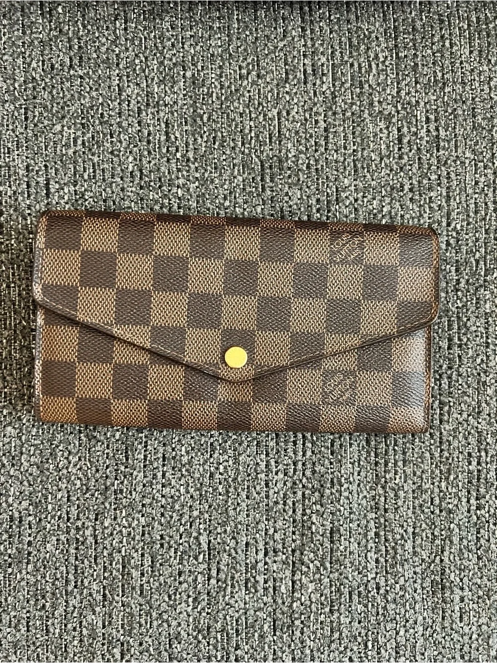 Louis Vuitton Brown Damier Envelope Wallet with Gold Snap